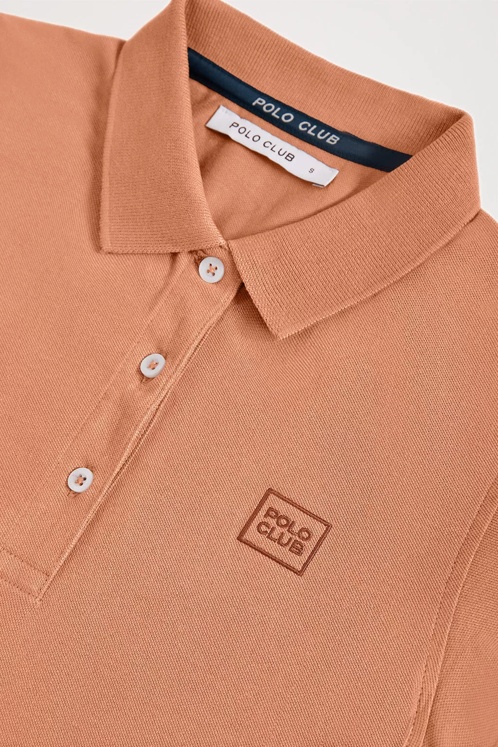 Polo de manga corta piqué marrón con logo Polo Club