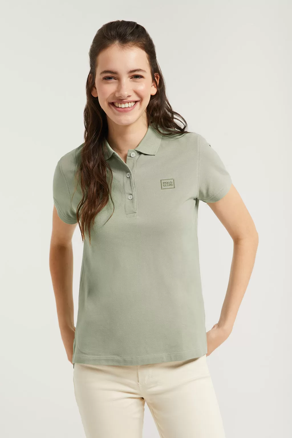 Polo de manga corta piqué verde jade con logo Polo Club