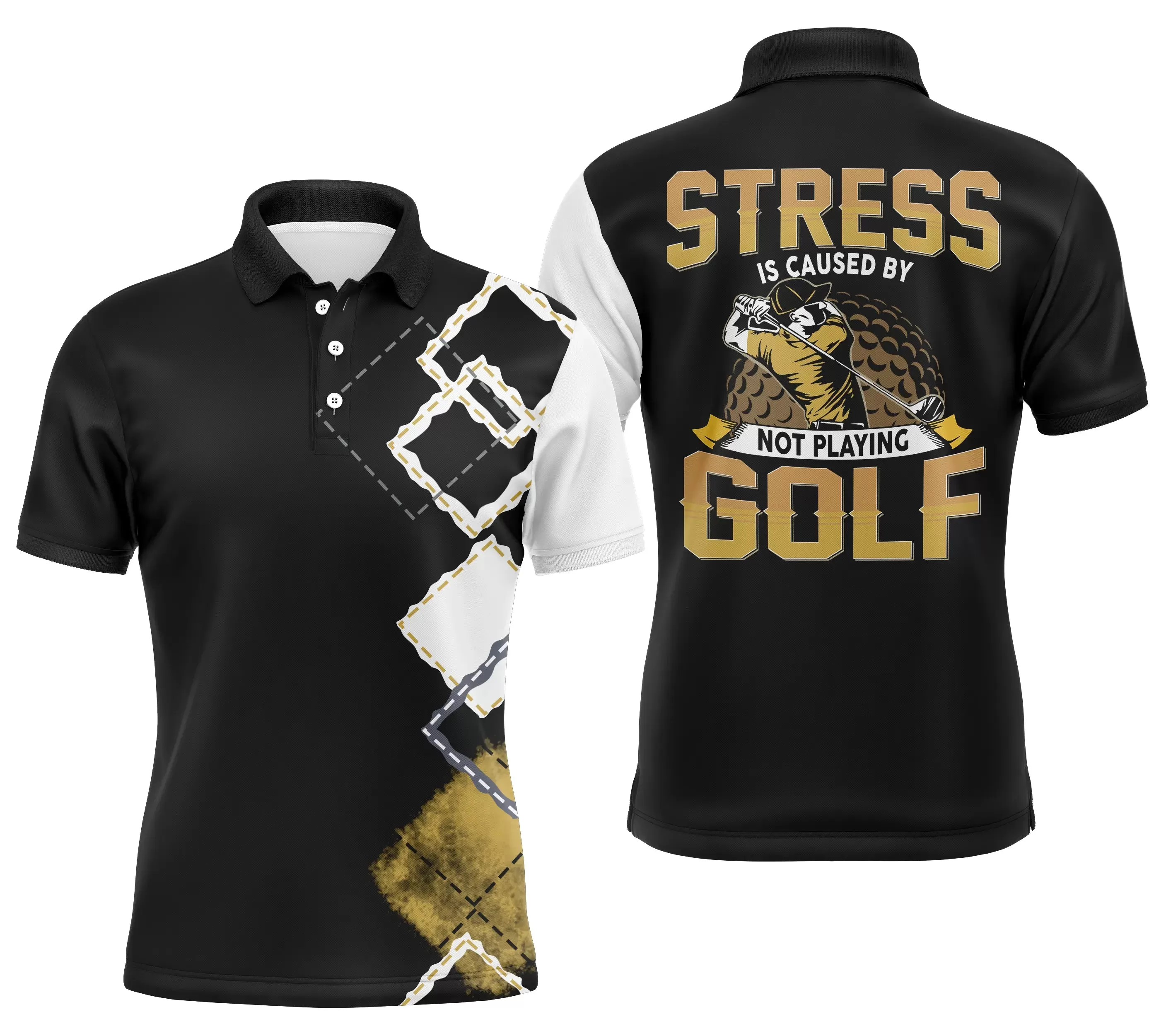 Polo Golf Homme, Cadeau Humour, Stress Is Caused By Not Playing Golf - CT08112221