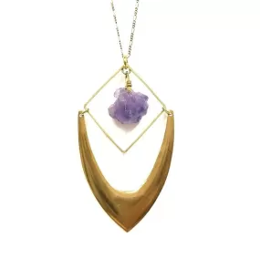 Raw Amethyst Chevron Necklace