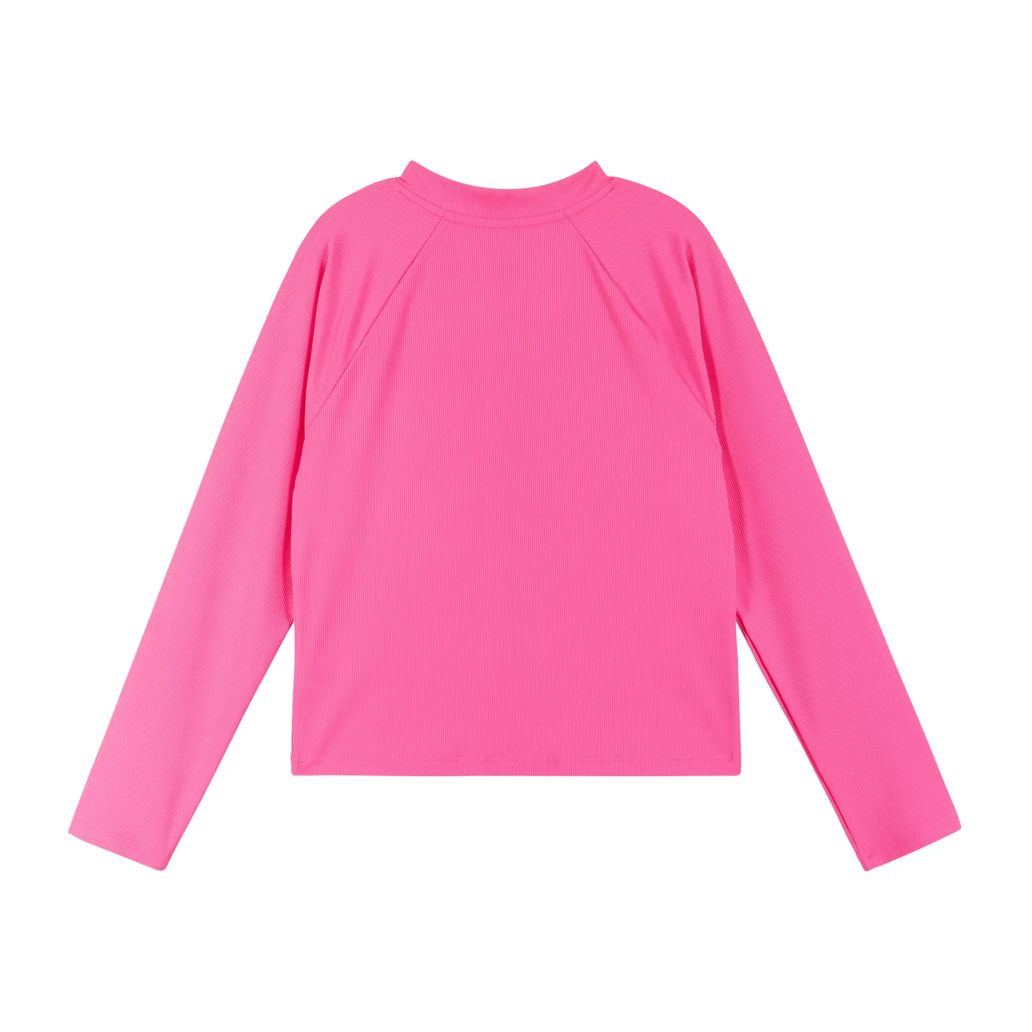 Ribbed Half-Zip Raglan Rashguard Top (Size 7-16 Years)| Pink