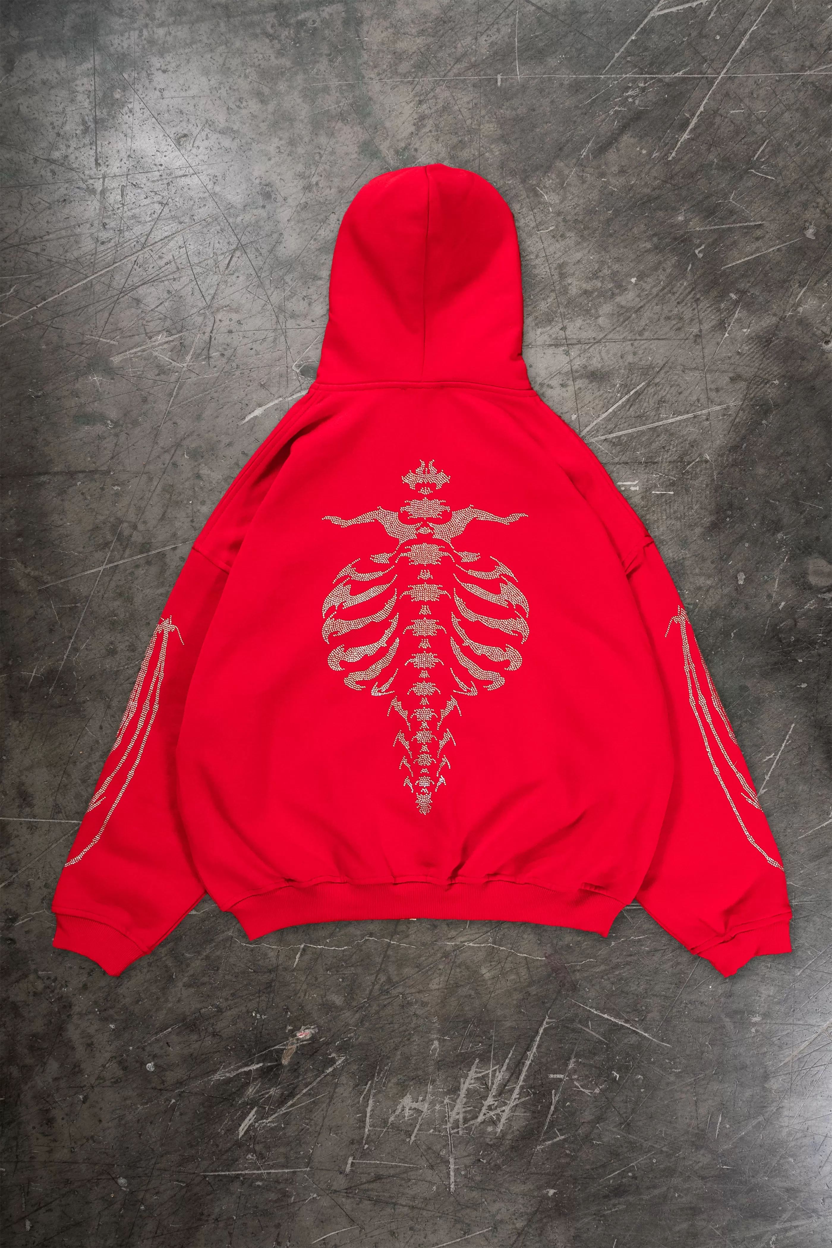 RIBCAGE RHINESTONE INFERNO RED FRONTZIP