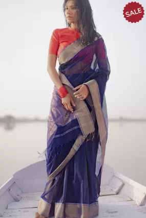 Seher - Navy blue Maheshwari Saree