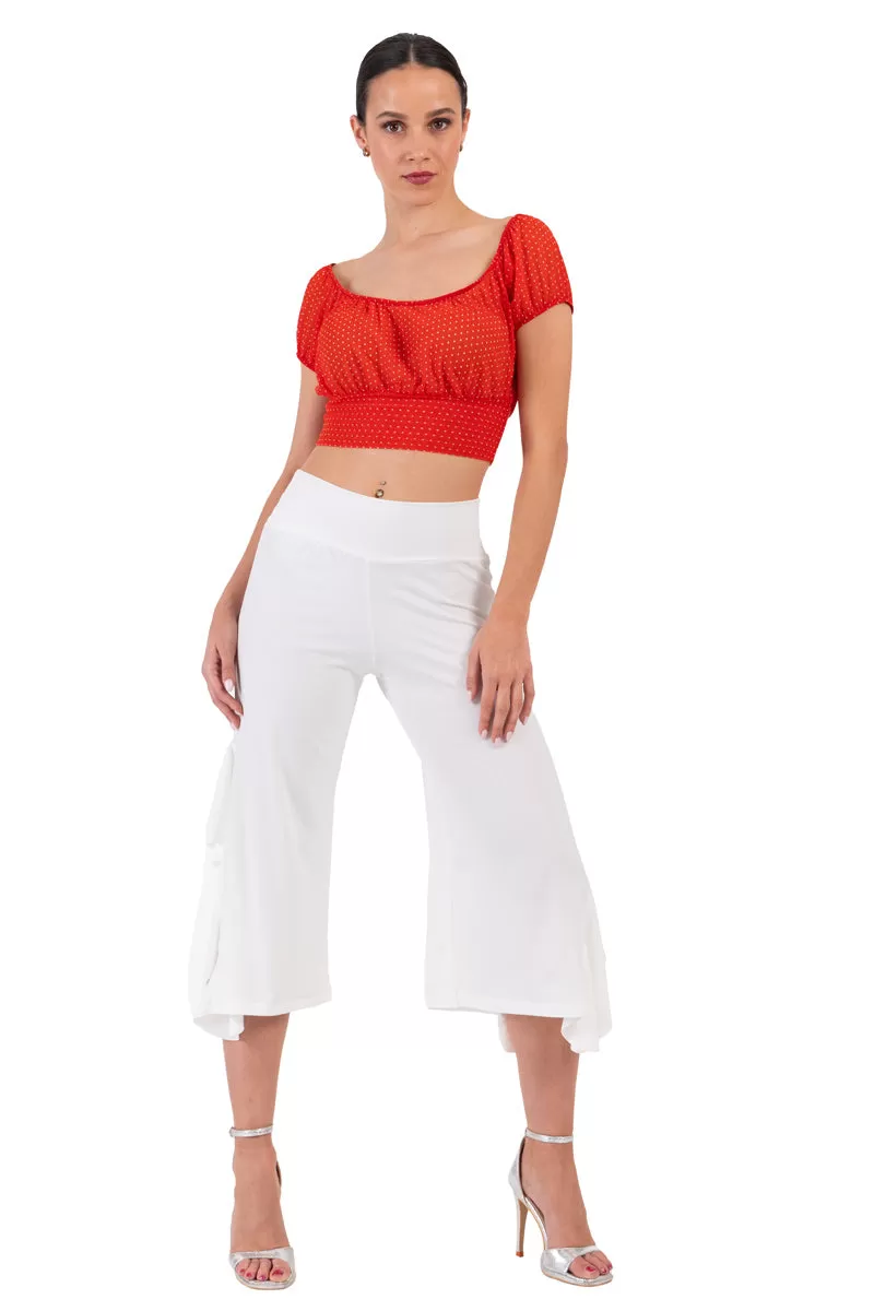 Side Ruffled Capri Pants