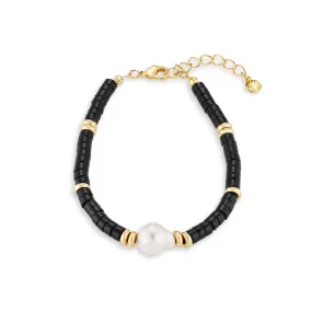 Stationed Pearl Bead Bracelet - Black