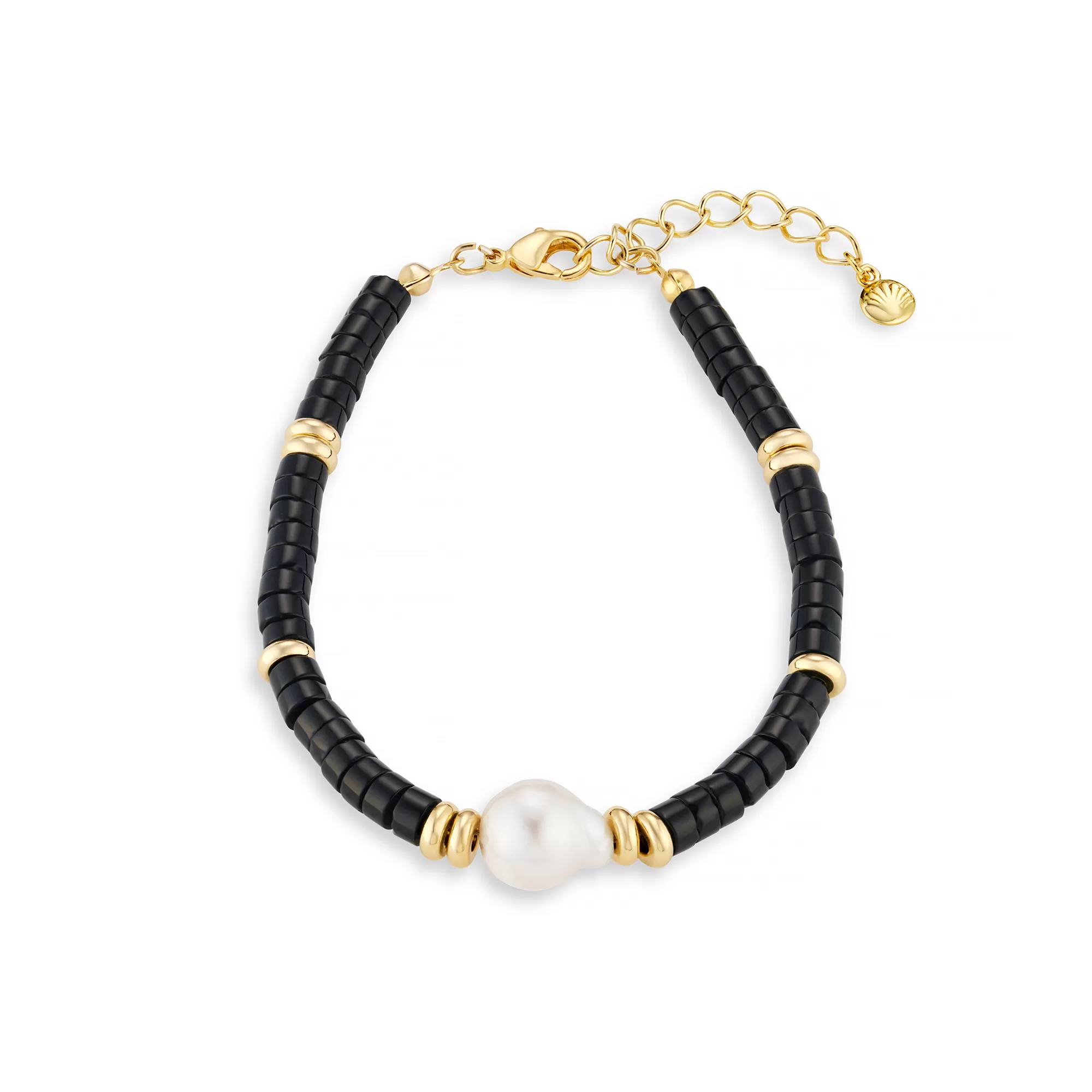 Stationed Pearl Bead Bracelet - Black