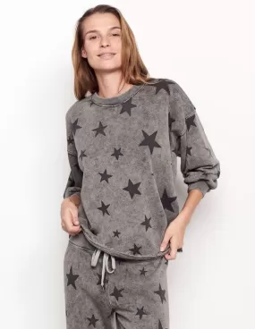 Sundry Stars Puff Sleeve Sweatshirt Acid Wash