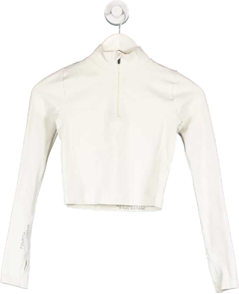 T/ala Cream Seamless Mock Neck Half Zip Top UK XS