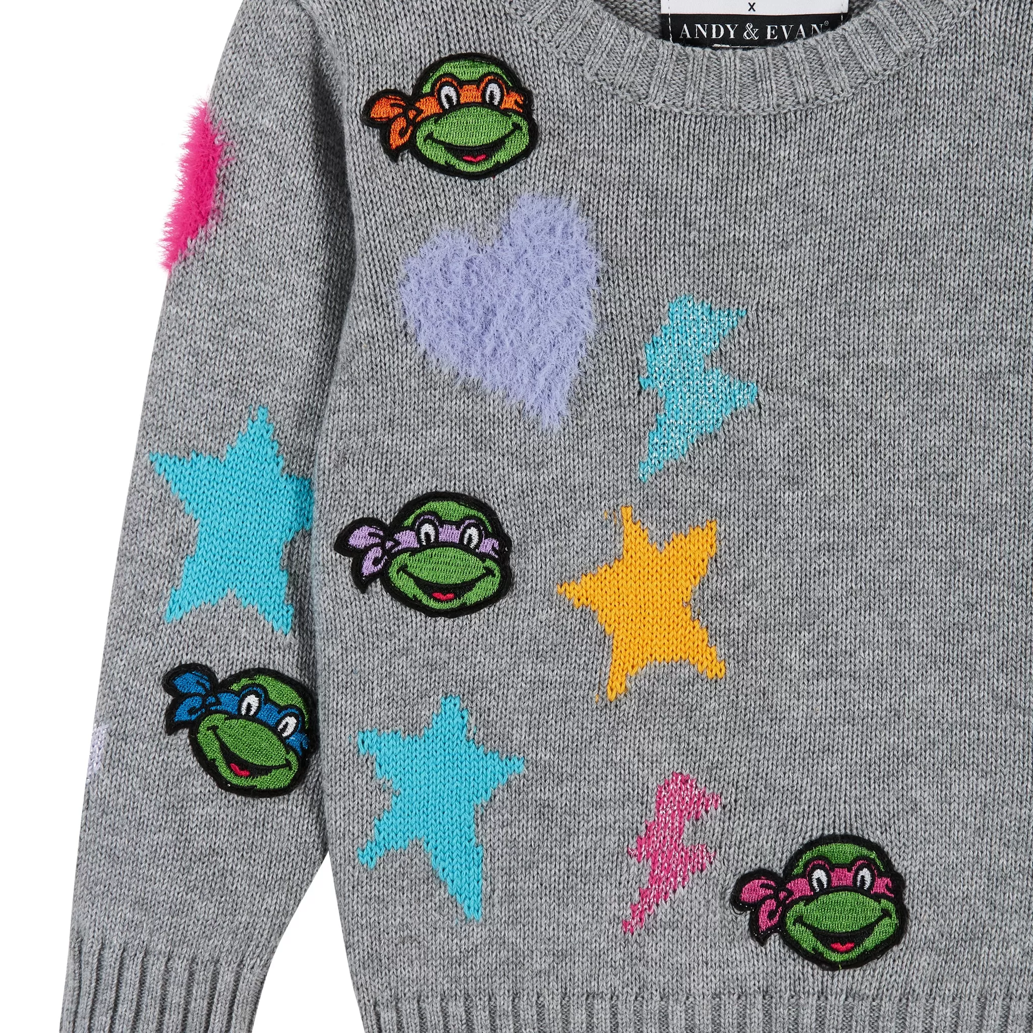 TMNT x Andy & Evan | Baby Chenille Heart & Star Sweater Set| Grey