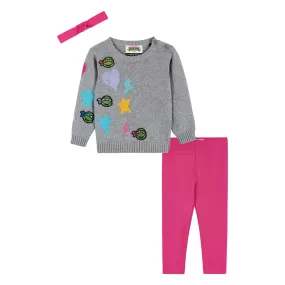 TMNT x Andy & Evan | Baby Chenille Heart & Star Sweater Set| Grey