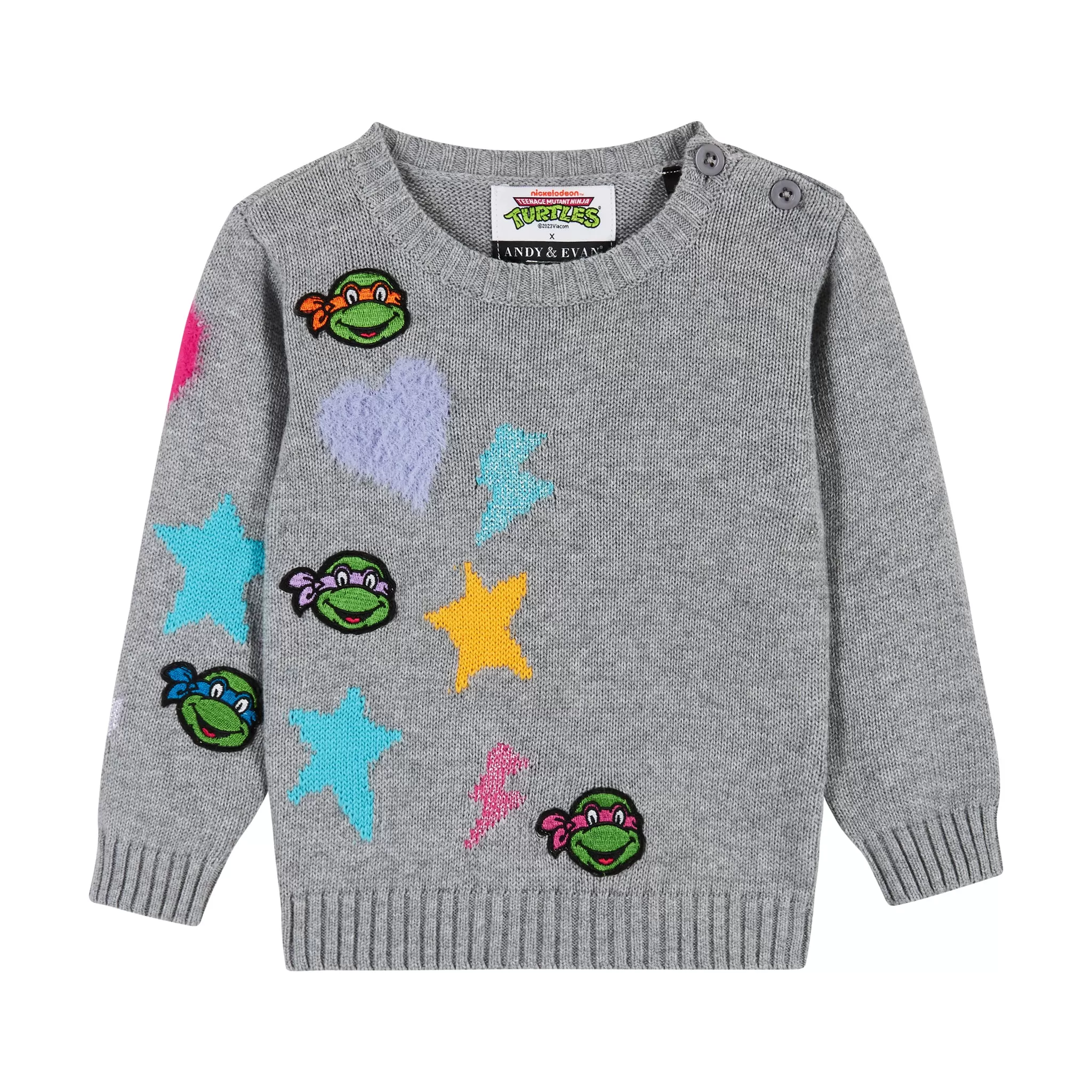 TMNT x Andy & Evan | Baby Chenille Heart & Star Sweater Set| Grey