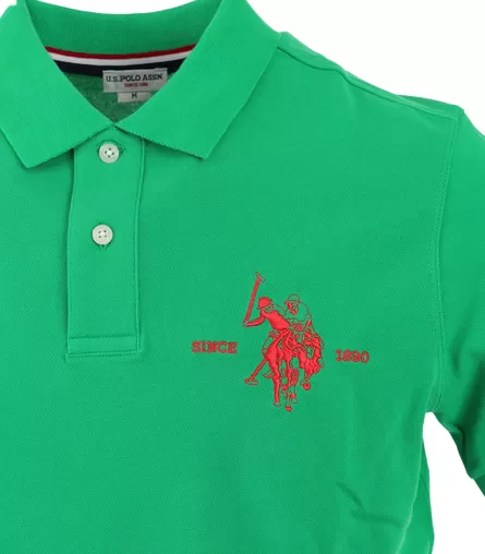 US Polo Assn Men's polo shirt short sleeve with contrasting back neck Kory 41029 65084 342 grass green