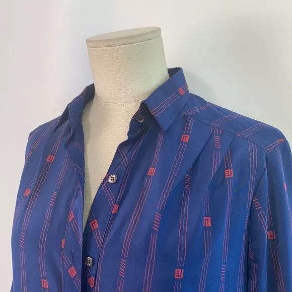 Vintage PierreBalmain blue red logo print shirt dress