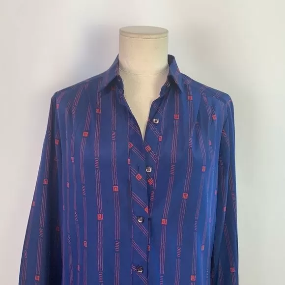 Vintage PierreBalmain blue red logo print shirt dress