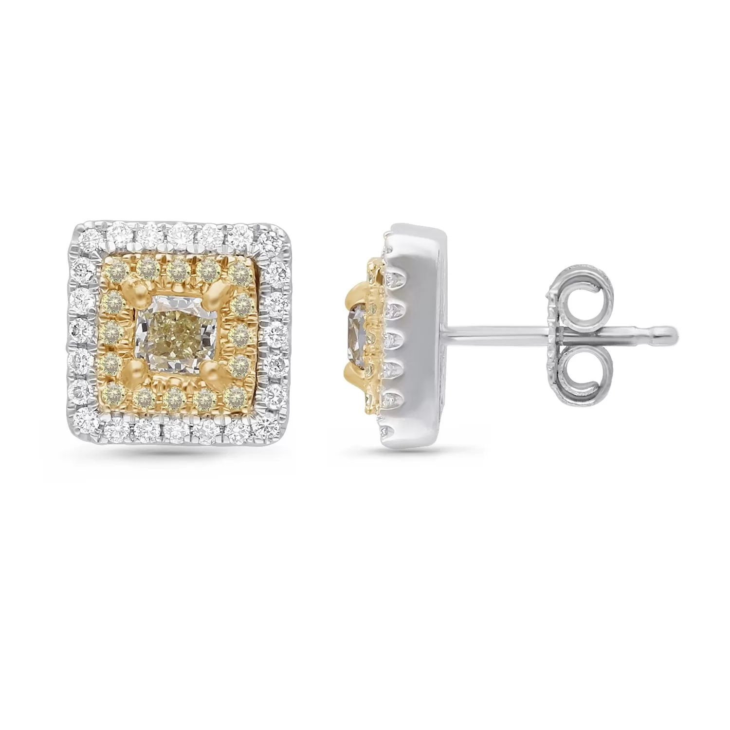 White Gold Yellow and White Diamond Eternal Earrings