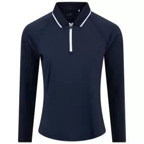 Womens You-V Long Sleeve Quarter Zip Polo Navy - SS24