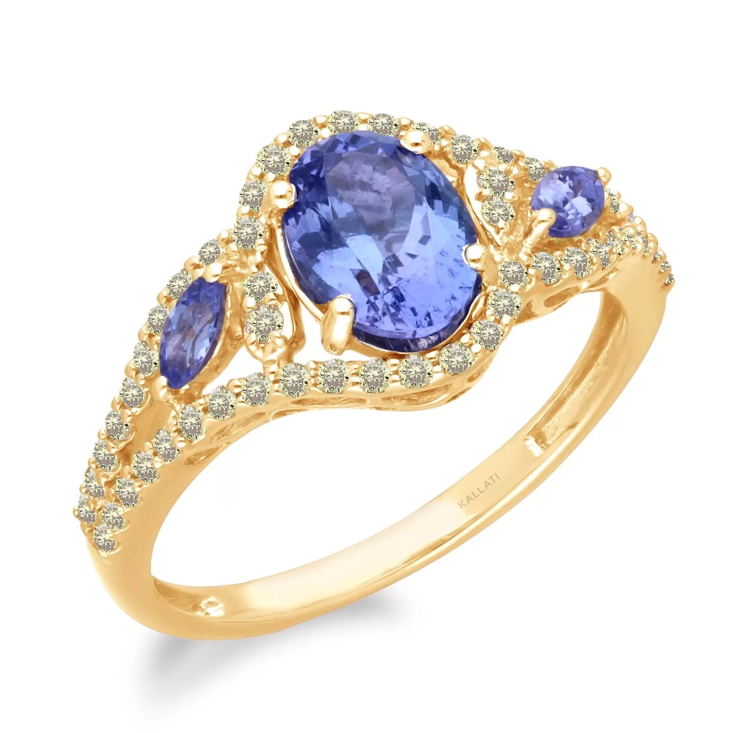 Yellow Gold Tanzanite & Fancy Diamond Renaissance Ring