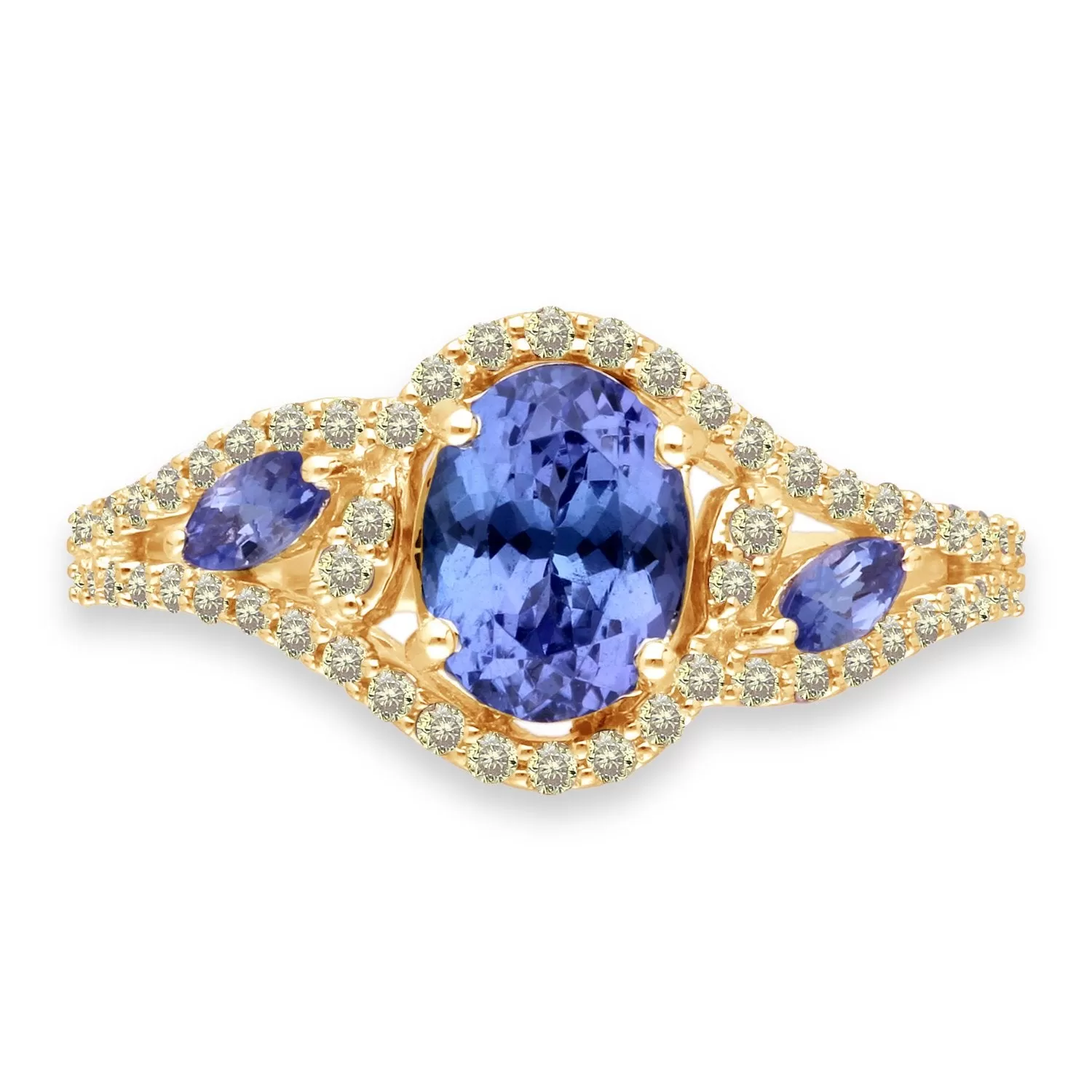 Yellow Gold Tanzanite & Fancy Diamond Renaissance Ring