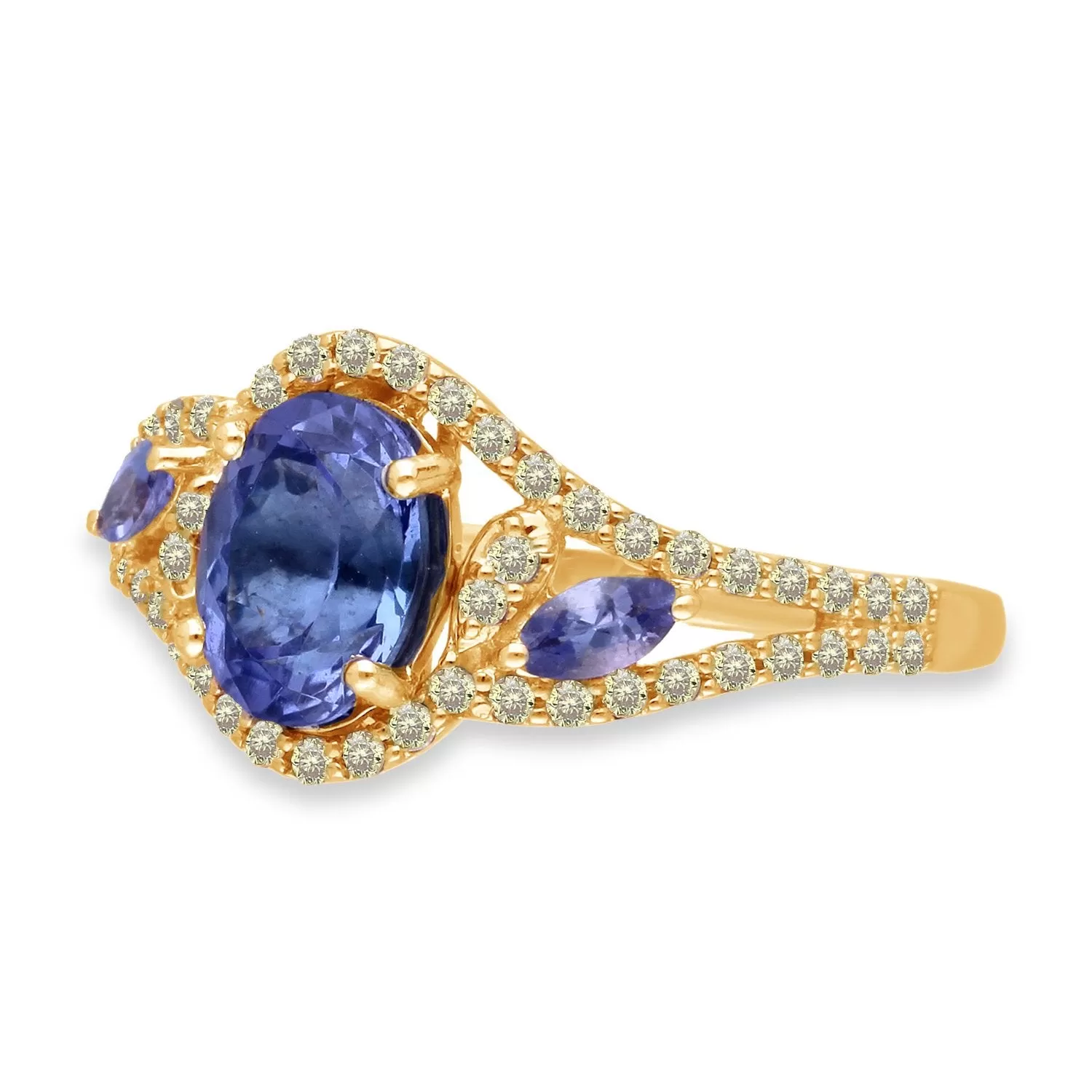 Yellow Gold Tanzanite & Fancy Diamond Renaissance Ring