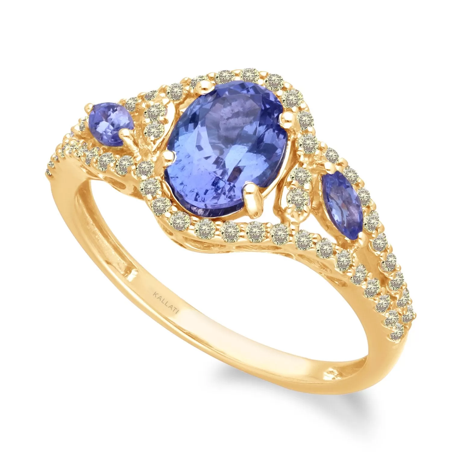 Yellow Gold Tanzanite & Fancy Diamond Renaissance Ring